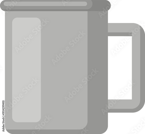 Grey metal mug for hot beverage camping