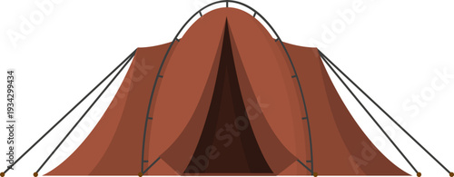 Brown camping tent illustration representing outdoor adventure activity