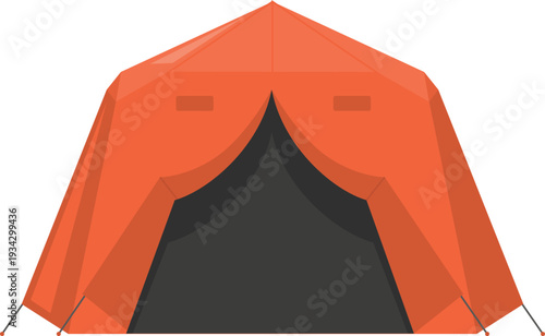 Orange camping tent finding shelter outdoors vector