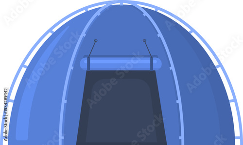 Blue camping tent interior with sleeping mat