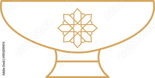 Islamic geometric golden pattern decorating a traditional bowl