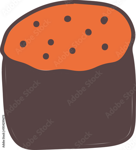 Hand drawn muffin icon with orange topping