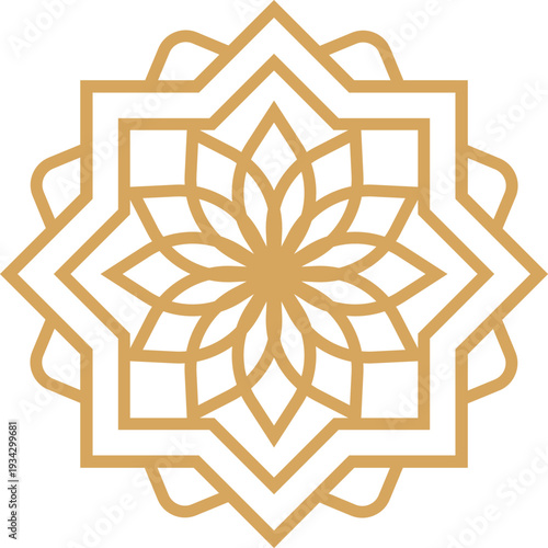Golden arabesque mandala pattern and islamic ornament design