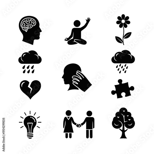 Mental health and wellness icons