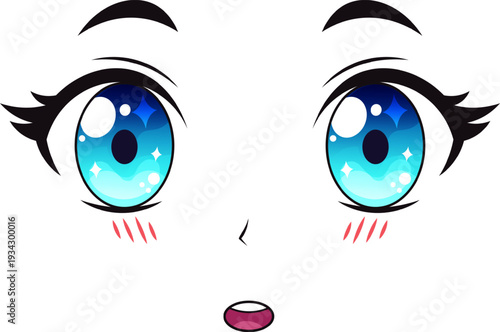 Anime girl eyes showing surprise and shy expression