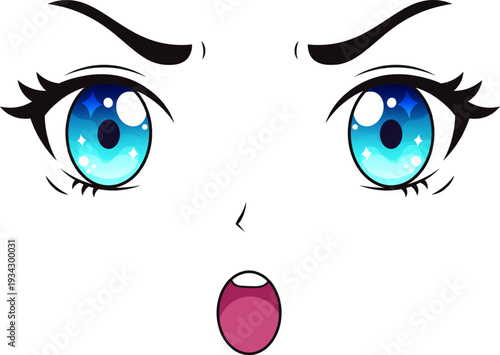 Anime style character face expressing surprise