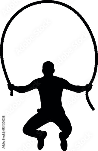Sports silhouette of a person jumping rope in fitness exercise