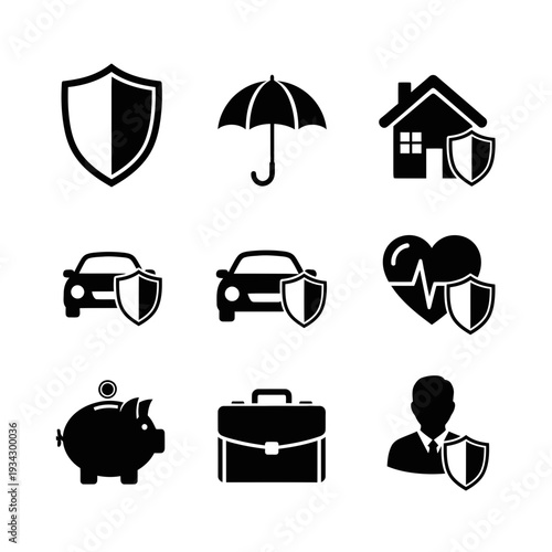 Icons representing various types of insurance