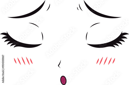 Shy anime cartoon face showing blushing and surprise emotion