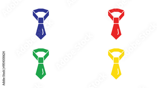 Four stylish neckties displayed in different vibrant colors on white background