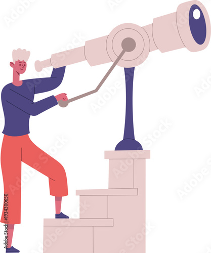 Person looking through telescope searching for opportunities