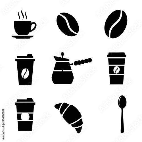 Coffee and pastry icons