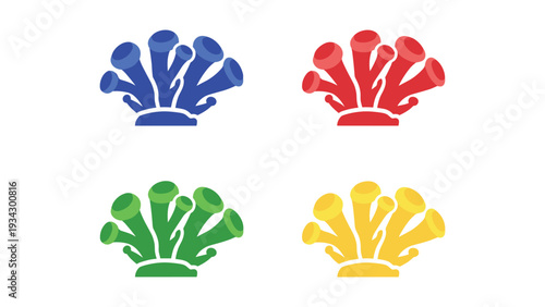 Colorful stylized sea shells arranged in a square formation