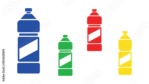 Colorful bottled drinks with striped labels displayed in a row