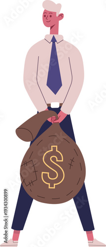 Man holding money bag with dollar symbol