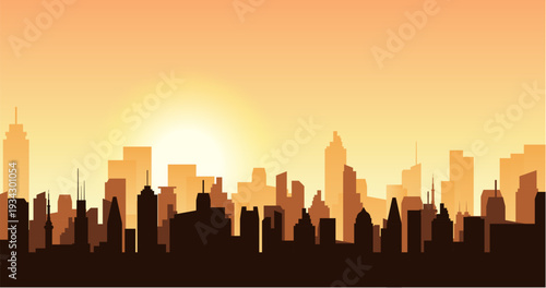 City scape silhouette town background. City landscape house street urban panoramic modern banner design