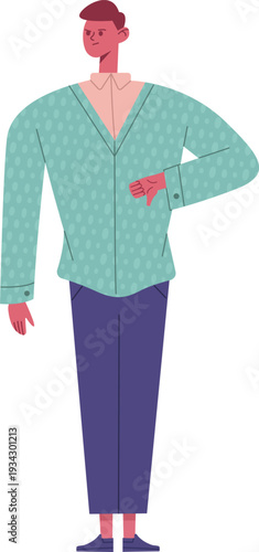 Man giving thumbs down gesture expressing disapproval