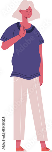 Woman making refusal or stop gesture