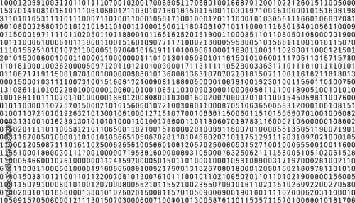 Abstract illustration of dense numerical grid pattern, digits zero to nine arranged in rows and columns, data analysis, cryptography, pattern recognition concept