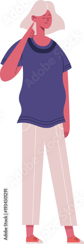 Young woman thinking finding idea problem solving