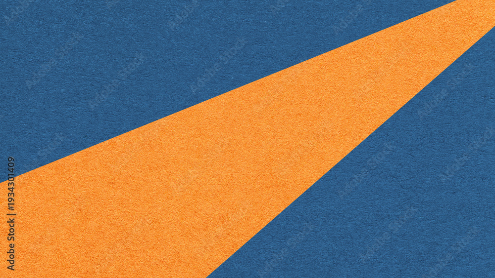 Fototapeta premium Abstract geometric dark blue paper background with orange ray, macro texture for banner, template, presentation