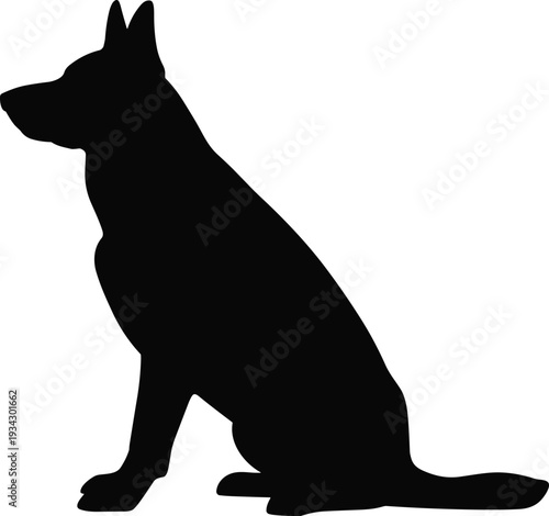 German Shepherd sitting silhouette SVG, clean dog breed side profile outline for Cricut cut file, vinyl decal, pet lover gift and printable wall art