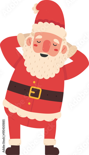 Santa Claus relaxing with hands behind head