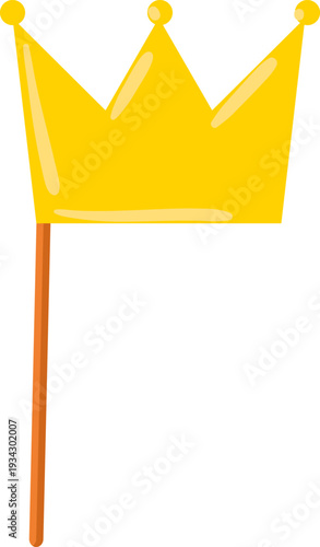 Golden crown party prop on stick celebrating triumph