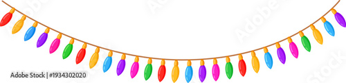 Colorful Christmas lights garland hanging festive decoration