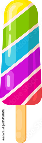 Colorful striped popsicle delivering cool refreshing summer treat