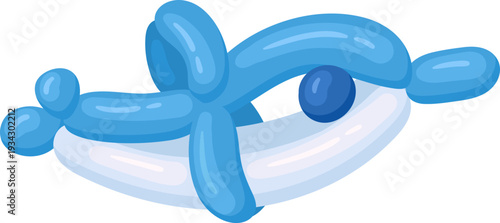 Blue and white balloon plane flying