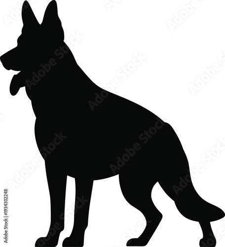 German Shepherd standing silhouette SVG design, dog breed side profile outline for Cricut cut file, vinyl decal, pet lover gift and printable wall art
