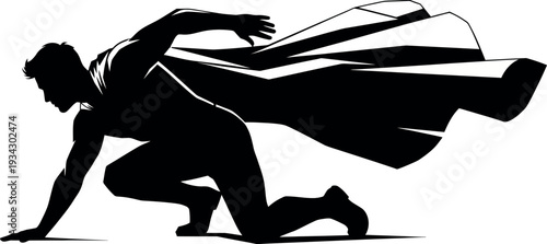 Sports silhouette of a person in dynamic athletic pose