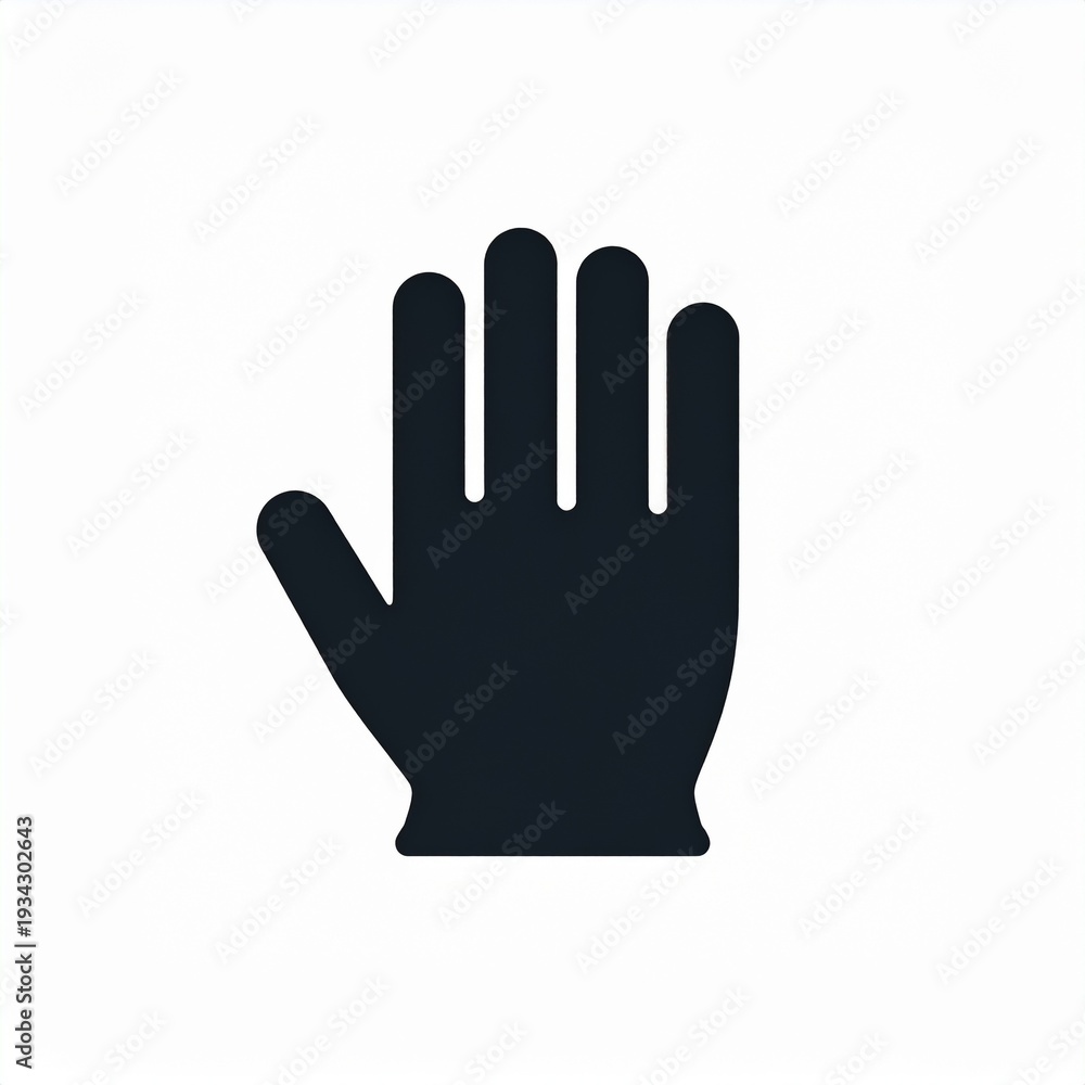 Obraz premium Black hand gesture stop sign isolated on white background minimal design