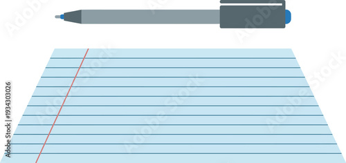 Pen on Lined Notepad Paper Closeup