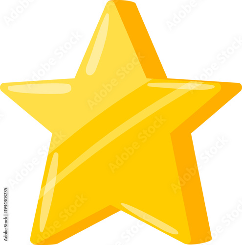 Golden star rating achievement and quality symbol