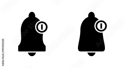 Bell icon symbol for apps and websites. Notification sign and symbol for web site design