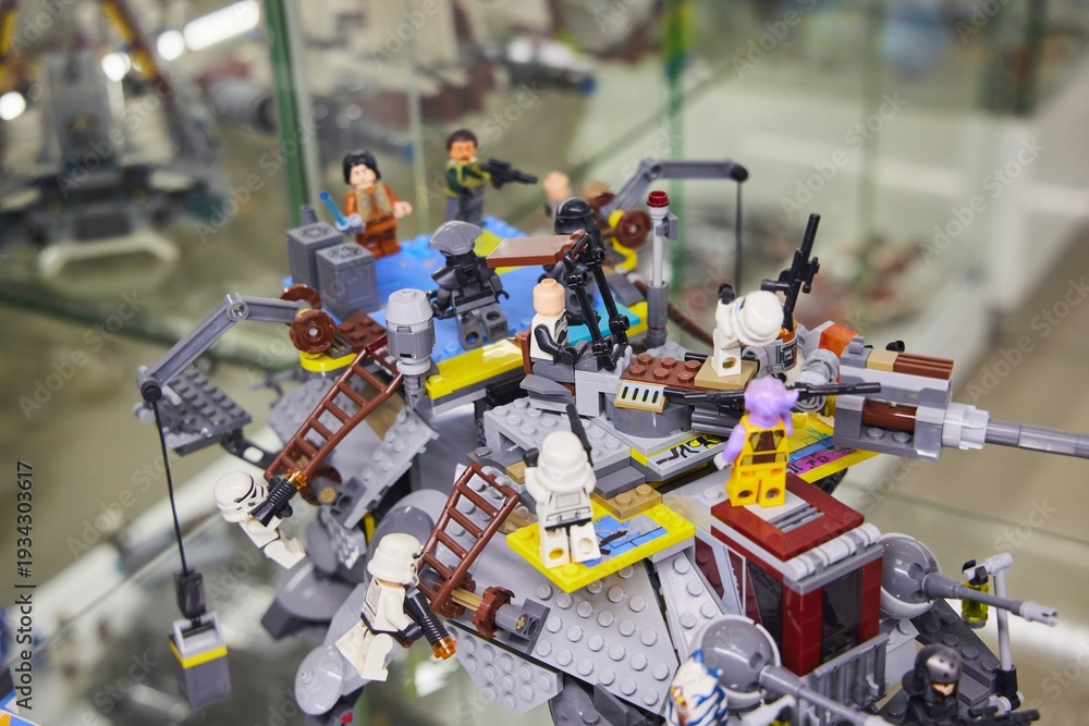 Obraz premium Moscow, Russia. - June 23, 2025: Lego construction kit, old models. Collection of the famous toy series