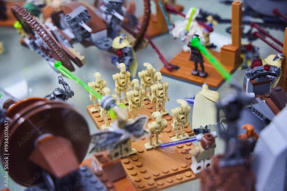Naklejka premium Moscow, Russia. - June 23, 2025: Lego construction kit, old models. Collection of the famous toy series