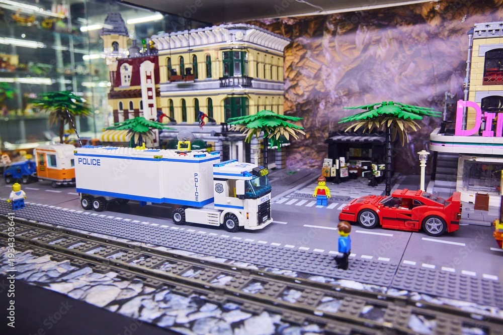 Naklejka premium Moscow, Russia. - June 23, 2025: Lego construction kit, old models. Collection of the famous toy series