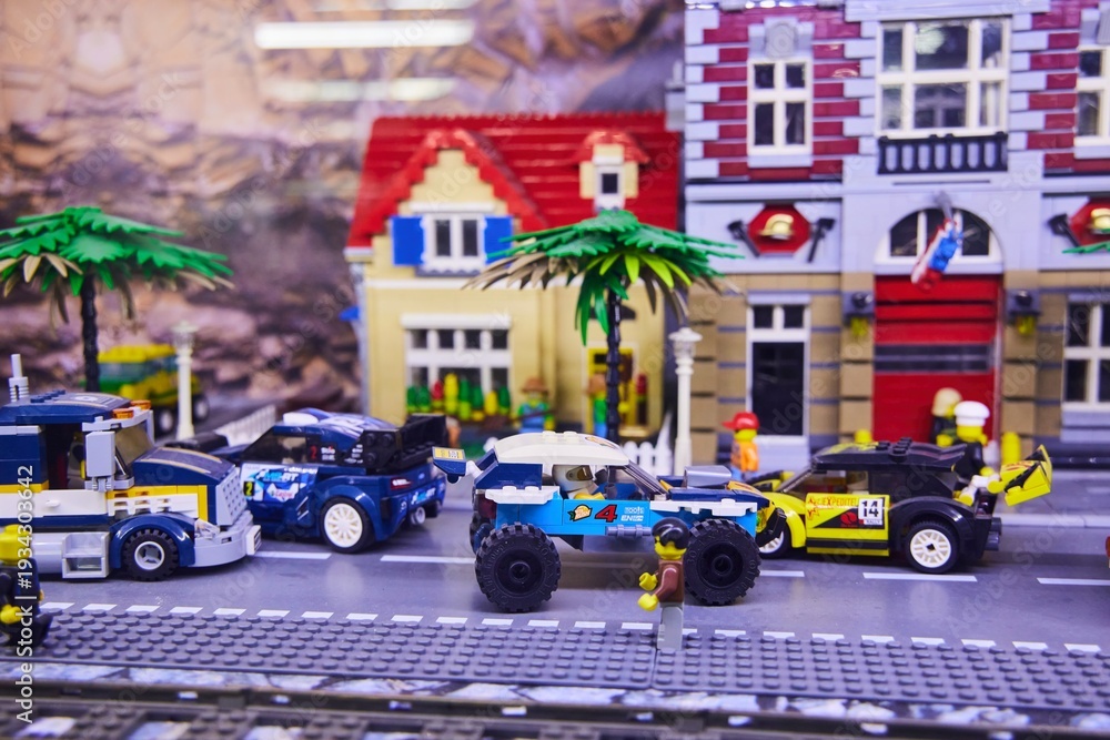 Naklejka premium Moscow, Russia. - June 23, 2025: Lego construction kit, old models. Collection of the famous toy series