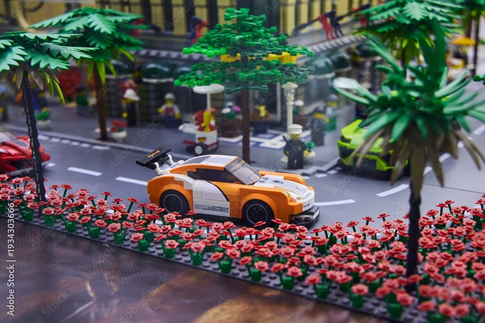 Obraz premium Moscow, Russia. - June 23, 2025: Lego construction kit, old models. Collection of the famous toy series