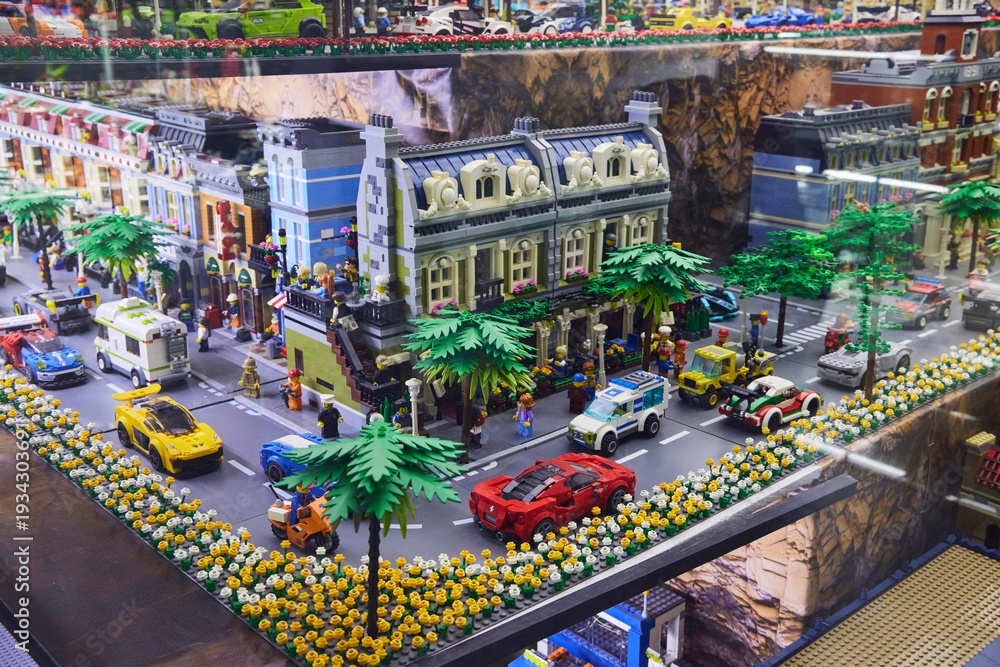 Obraz premium Moscow, Russia. - June 23, 2025: Lego construction kit, old models. Collection of the famous toy series