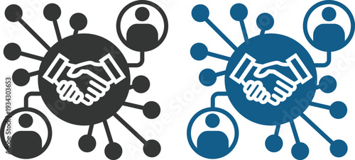 Modern business network and teamwork icons set featuring people connections, partnership. Leadership, meeting, management, togetherness. Corporation Solid vector icons collection.