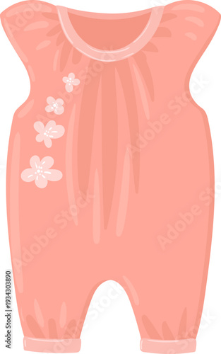 Pink baby romper with white floral design