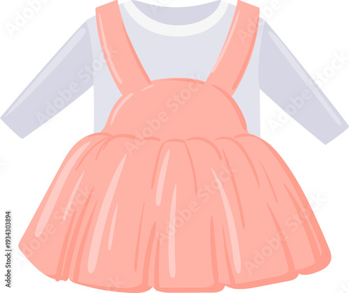 Baby girl wearing cute pink pinafore dress