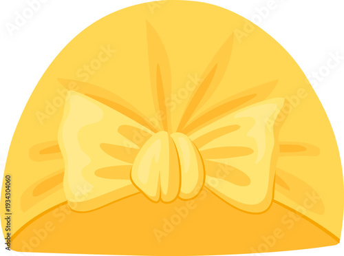 Yellow baby turban with decorative bow design