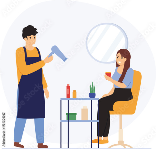 Hairdresser preparing to style woman's hair in salon