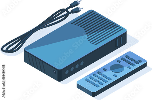 Blue set top box and remote control for home entertainment