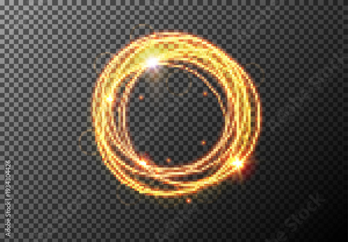 Energy abstract glowing light rings dynamic circular vortex, luminous neon plasma trails with sparkling particles futuristic cosmic background